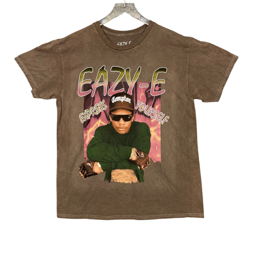 Eazy-E T-Shirt Mens Large Brown Express Yourself Compton Graphic‎ Print Rap NWOT